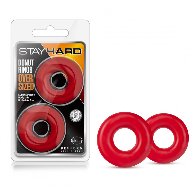 Stay Hard Donut Rings Oversized - Red Set of 2